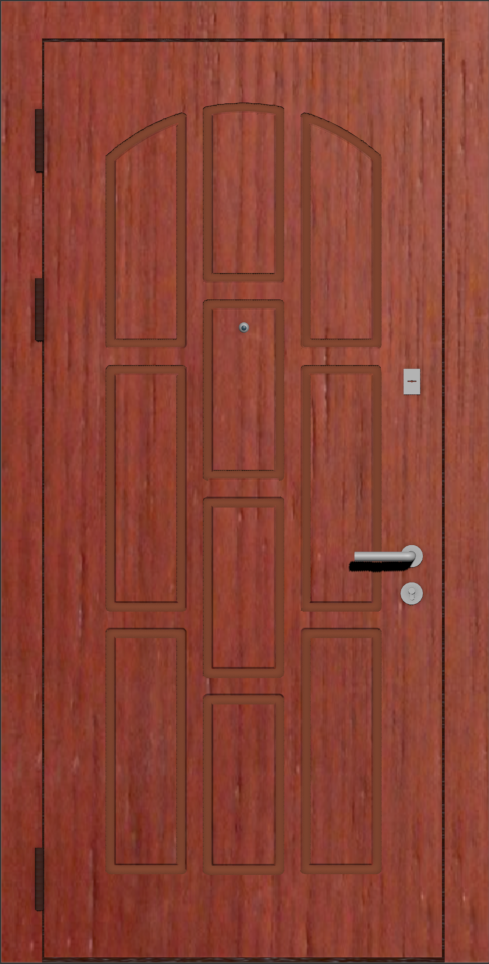 Надежная входная дверь с отделкой Шпон А7 красное дерево